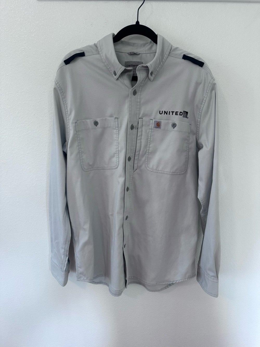 Carhartt Light Gray Button-Front Work Shirt Jacket with UNITED Logo